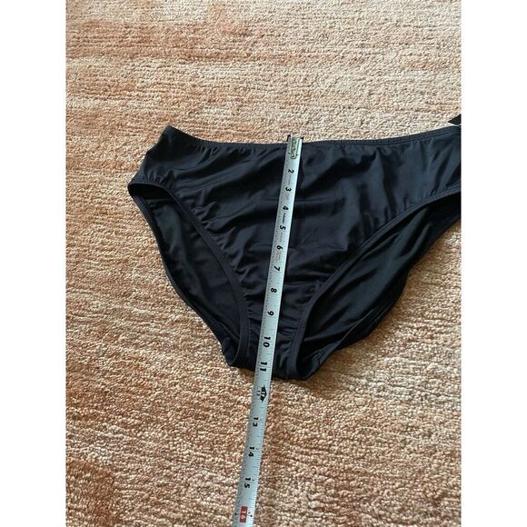 NWT 24th & Ocean Solid Mid Waist Hipster Bikini Swimsuit Bottom Sz M, Black - Picture 7 of 7